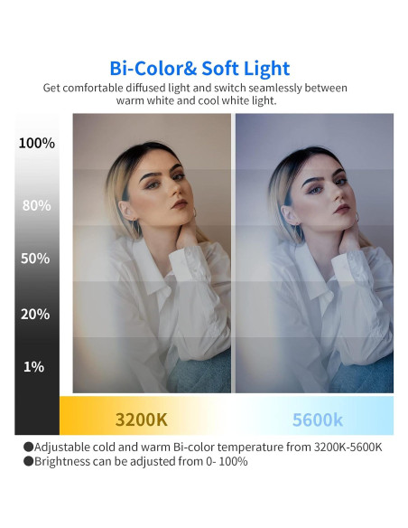 Luz LED de Video GVM 10" Bi-Color con Control APP y Difusor Luz LED de Video GVM 10" Bi-Color con Control APP y Difusor