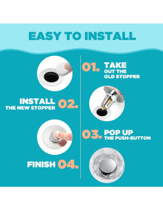 Tapón de Lavabo Universal DZOFXMI, Acero Inoxidable, Anti-obstrucción 2