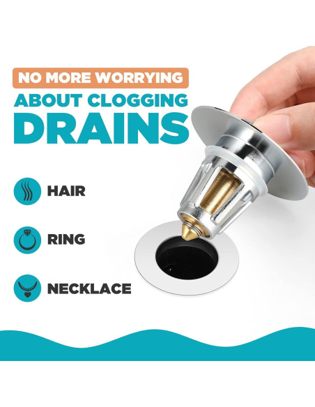 Tapón de Lavabo Universal DZOFXMI, Acero Inoxidable, Anti-obstrucción