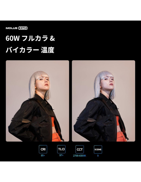ZHIYUN Molus X60 Combo Luz LED Bi-Color 2700K-6500K 60W ZHIYUN Molus X60 Combo Luz LED Bi-Color 2700K-6500K 60W