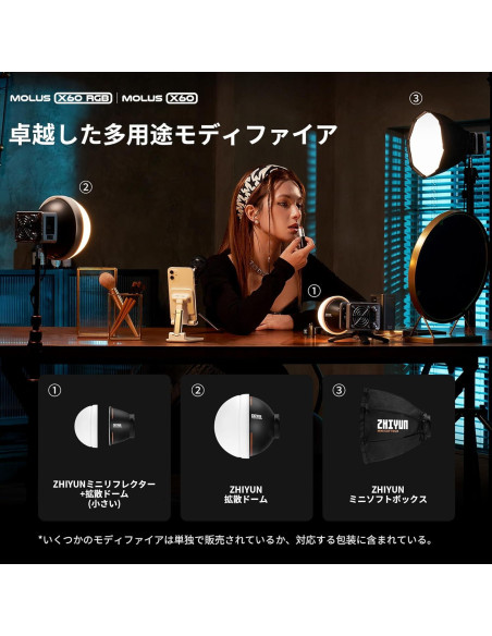 ZHIYUN Molus X60 Combo Luz LED Bi-Color 2700K-6500K 60W ZHIYUN Molus X60 Combo Luz LED Bi-Color 2700K-6500K 60W