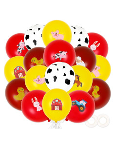 50 Globos de Animales de Granja Whaline 30 cm Rojo y Marrón