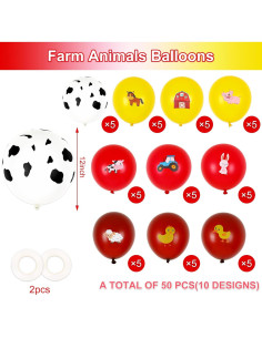 50 Globos de Animales de Granja Whaline 30 cm Rojo y Marrón 2