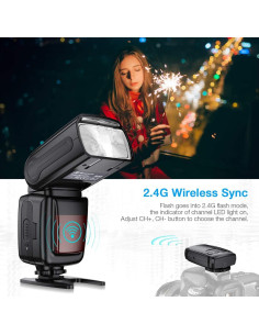 Flash Speedlite Powerextra FK310G Inalámbrico 2.4G para DSLR 2