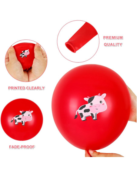 50 Globos de Animales de Granja Whaline 30 cm Rojo y Marrón