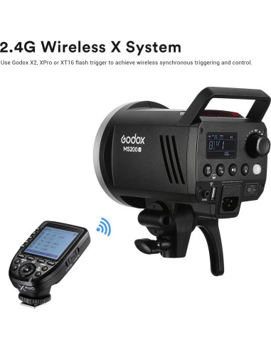 Flash Estroboscópico Godox MS200-V 200W Compacto TTL 2.4G