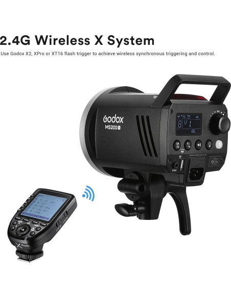 Flash Estroboscópico Godox MS200-V 200W Compacto TTL 2.4G