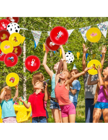 50 Globos de Animales de Granja Whaline 30 cm Rojo y Marrón