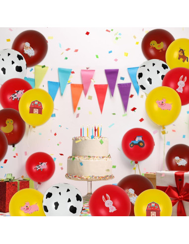 50 Globos de Animales de Granja Whaline 30 cm Rojo y Marrón