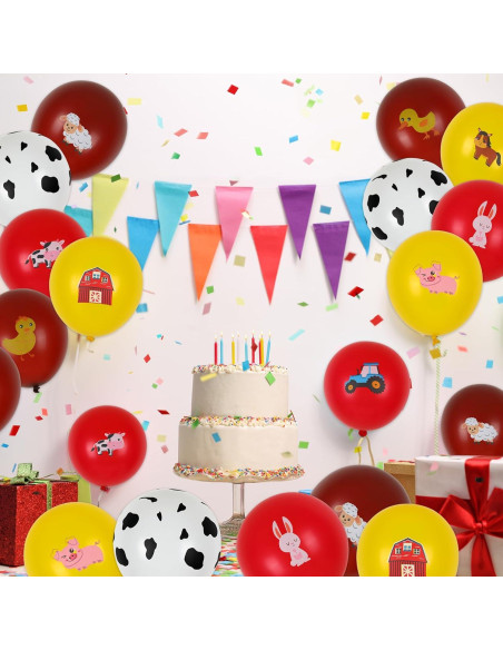 50 Globos de Animales de Granja Whaline 30 cm Rojo y Marrón