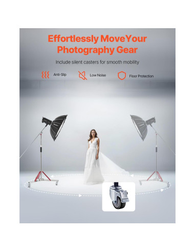Soporte de Luz VEVOR con Ruedas Ajustable 10.5 ft 20 kg