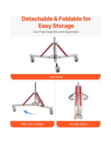 Soporte de Luz VEVOR con Ruedas Ajustable 10.5 ft 20 kg