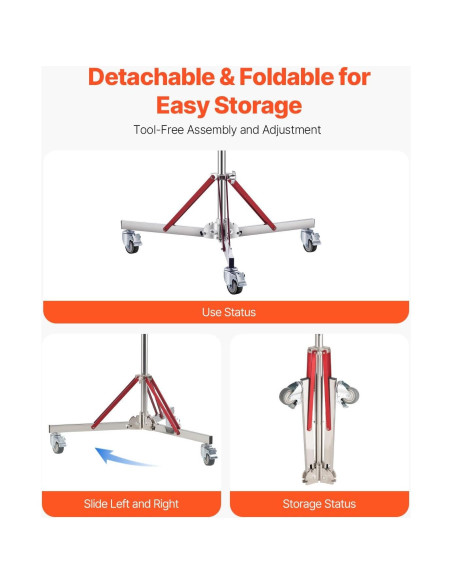 Soporte de Luz VEVOR con Ruedas Ajustable 10.5 ft 20 kg