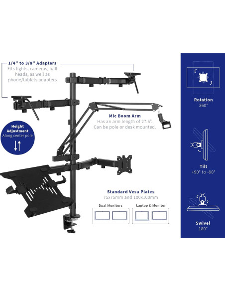 Soporte de Escritorio VIVO STAND-LIVE2L para Doble Monitor 32"