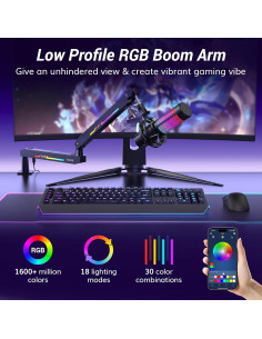 Brazo de Micrófono RGB TONOR T90LP, Soporte Bajo 1.5kg 2