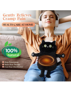 Almohadilla Térmica de Microondas GEOPAI Gato Negro 43x23cm 2