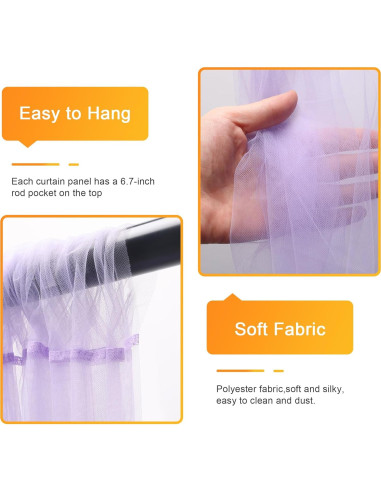 Cortinas de Tul Lavanda Fomcet con Luces 3x3m - 2 Paneles