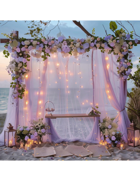 Cortinas de Tul Lavanda Fomcet con Luces 3x3m - 2 Paneles