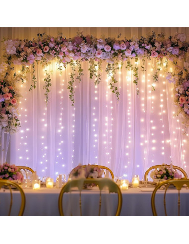 Cortinas de Tul Lavanda Fomcet con Luces 3x3m - 2 Paneles