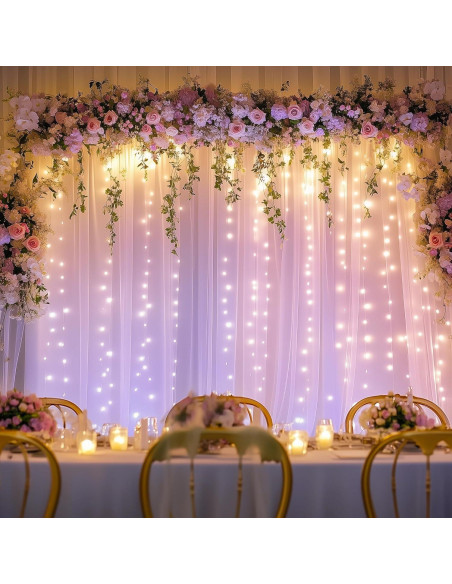 Cortinas de Tul Lavanda Fomcet con Luces 3x3m - 2 Paneles