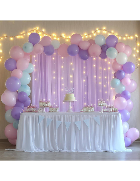 Cortinas de Tul Lavanda Fomcet con Luces 3x3m - 2 Paneles