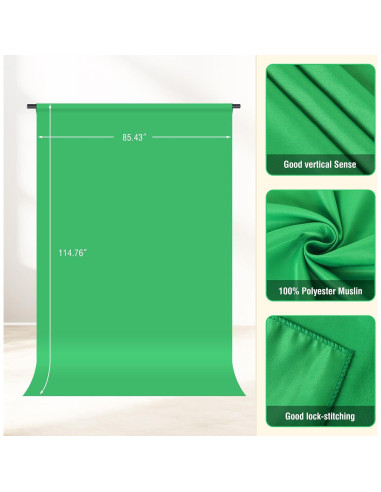 Kit de Fondo Verde Portátil Forlogic 2.44x1.62m con Soporte Ajustable