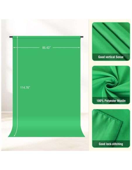 Kit de Fondo Verde Portátil Forlogic 2.44x1.62m con Soporte Ajustable