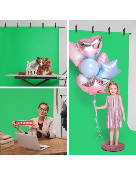 Kit de Fondo Verde Portátil Forlogic 2.44x1.62m con Soporte Ajustable