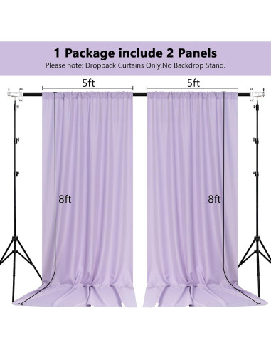 Cortinas de Fondo MEETSKY Lila Claro 3m x 2.4m 2 Paneles