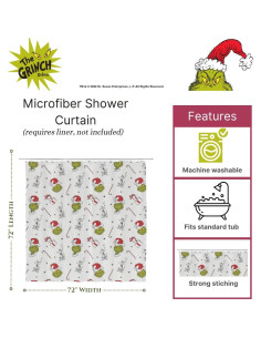 Cortina de Ducha Franco Grinch 182x182 cm Microfibra 2