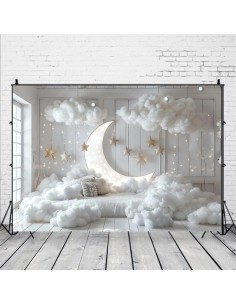Fondo de Fotografía para Bebés KS-Backdrop 210x150 cm Luna Estrella 2