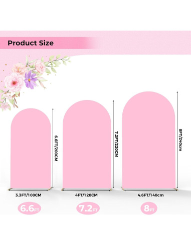 Juego de 3 Fundas para Arco de Boda Babenest Rosa Claro 2m-2.4m