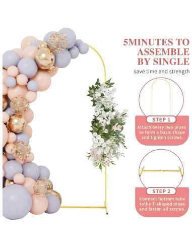 Arco de Boda de Metal Dorado ECOLOVI 180 cm x 80 cm