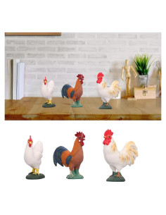 Figuritas de Animales de Granja BAFOVY - Gallo, Gallina y Pollitos