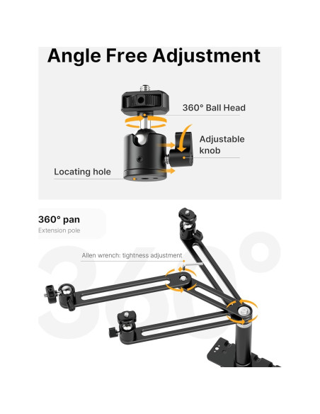 Soporte de cámara overhead ULANZI VS01 ajustable 360