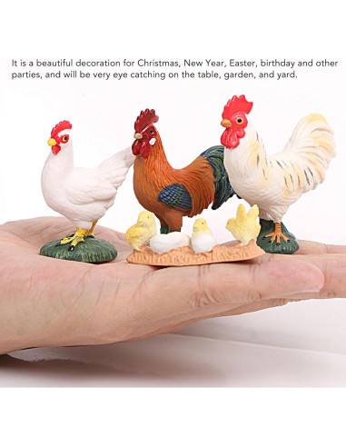 Figuritas de Animales de Granja BAFOVY - Gallo, Gallina y Pollitos