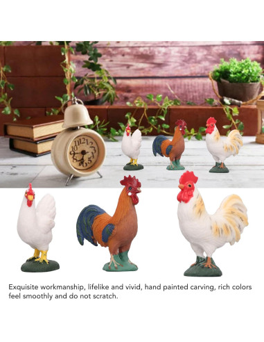 Figuritas de Animales de Granja BAFOVY - Gallo, Gallina y Pollitos