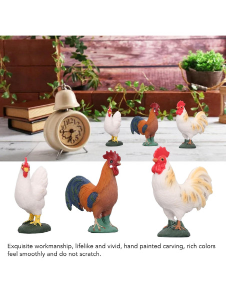 Figuritas de Animales de Granja BAFOVY - Gallo, Gallina y Pollitos