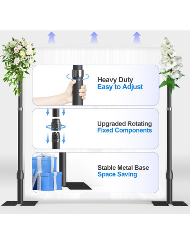 Kit de Soporte de Fondo Ajustable GLOSHOOTING 3.05m Negro