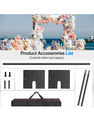 Kit de Soporte de Fondo Ajustable GLOSHOOTING 3.05m Negro