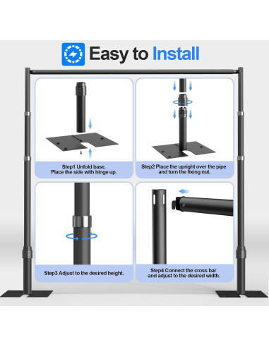 Kit de Soporte de Fondo Ajustable GLOSHOOTING 3.05m Negro