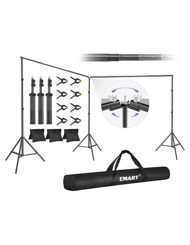 Soporte de Fondo Ajustable EMART 6.1x2.1m con Accesorios