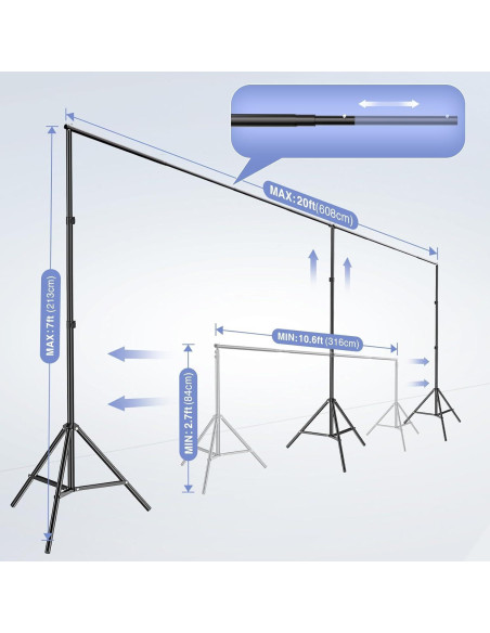 Soporte de Fondo Ajustable EMART 6.1x2.1m con Accesorios