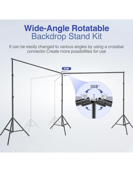 Soporte de Fondo Ajustable EMART 6.1x2.1m con Accesorios