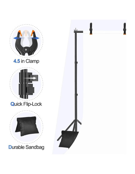 Soporte de Fondo Ajustable EMART 6.1x2.1m con Accesorios