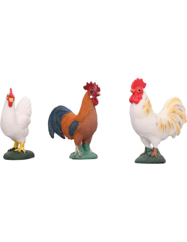 Figuritas de Animales de Granja BAFOVY - Gallo, Gallina y Pollitos