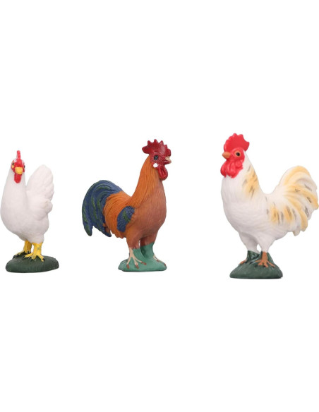 Figuritas de Animales de Granja BAFOVY - Gallo, Gallina y Pollitos