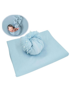 Conjunto de Fondos y Envolturas para Fotografía de Recién Nacidos Honra Beanbag - Azul Claro