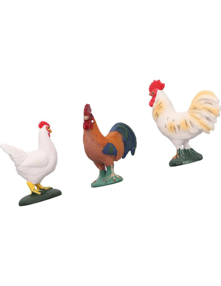 Figuritas de Animales de Granja BAFOVY - Gallo, Gallina y Pollitos