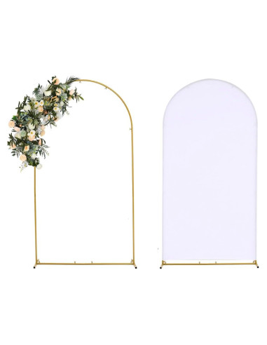 Soporte de Arco de Boda 6.6FT JoYous con Cubierta Blanca